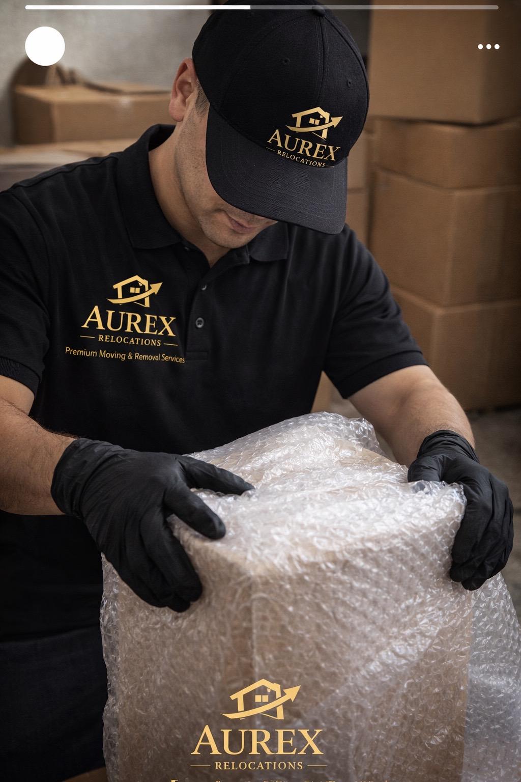 Mover bubble wrapping an item carefully